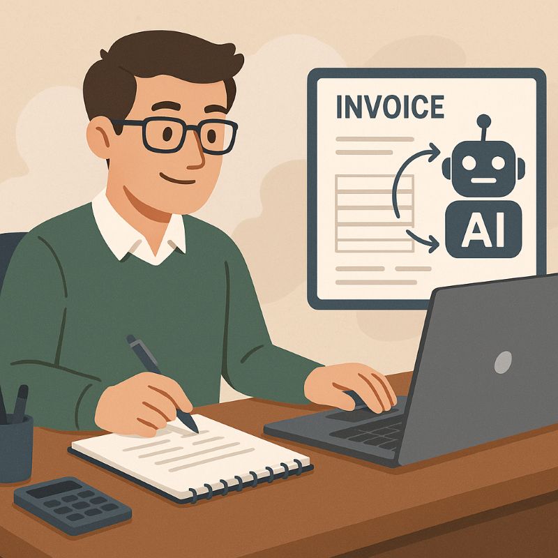 Kế toán viên làm việc với hệ thống tự động hóa hóa đơn AI