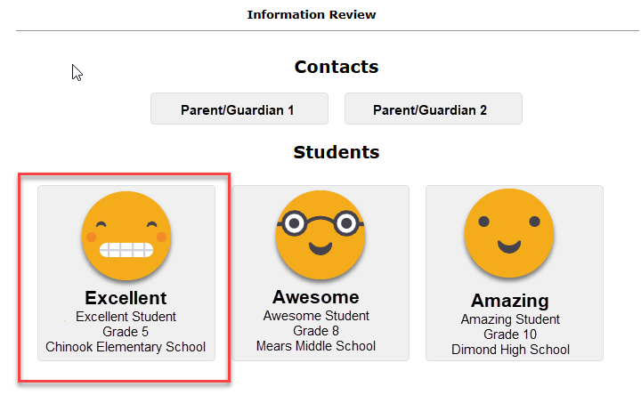 This image highlights where to select a student.