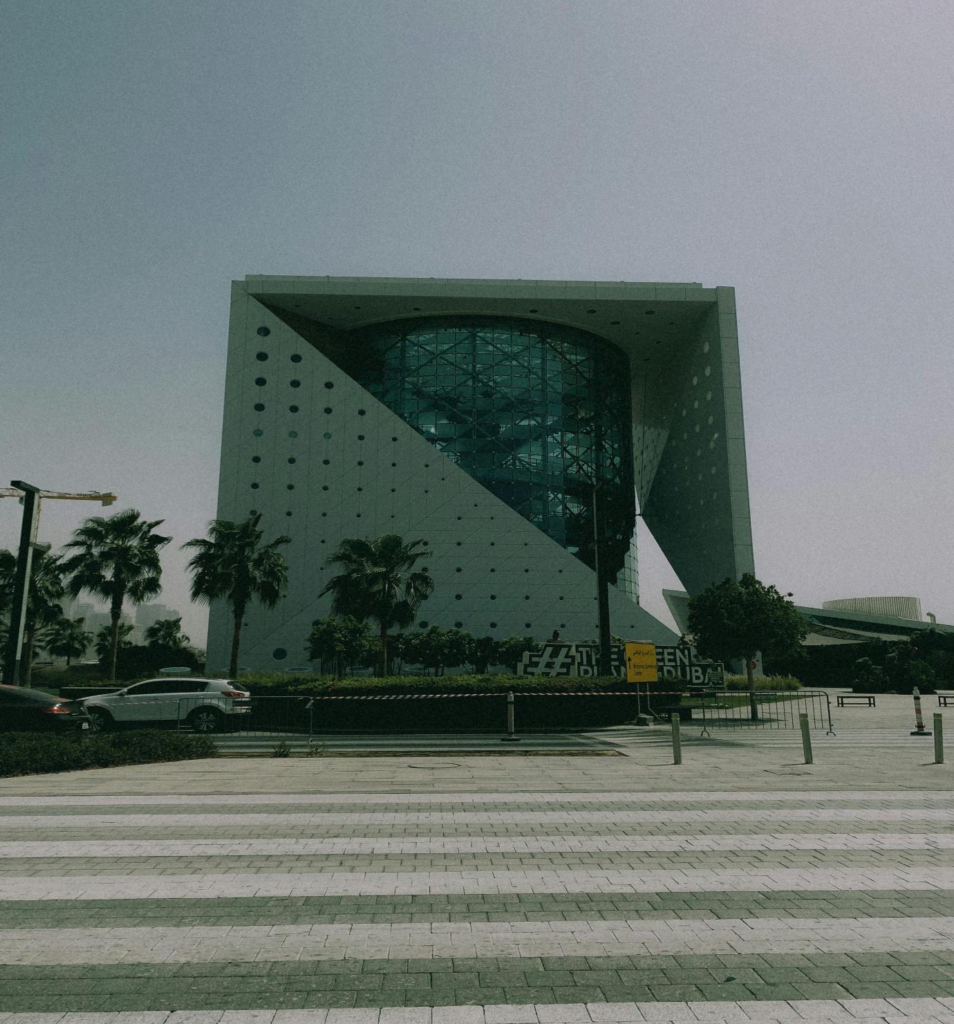 A building with a glass window

