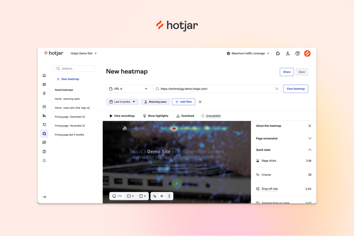 Hotjar heatmaps 