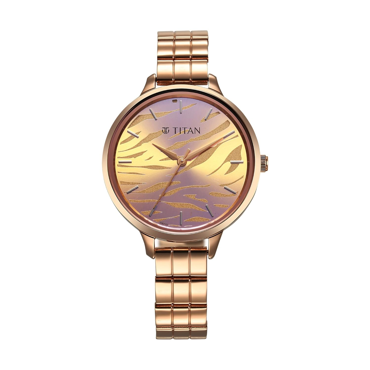 Titan Purple Secluded Quartz Analog Rose Gold Dial with Rose Gold Plating Stainless Steel Strap Watch