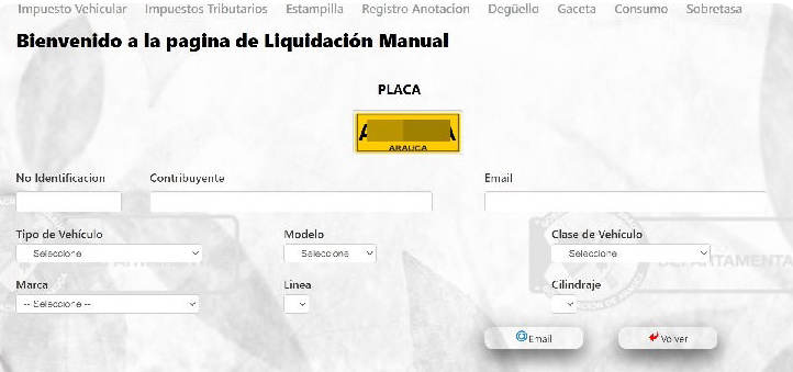 Pagina de liquidación de impuesto vehiculares en Arauca 2025. 