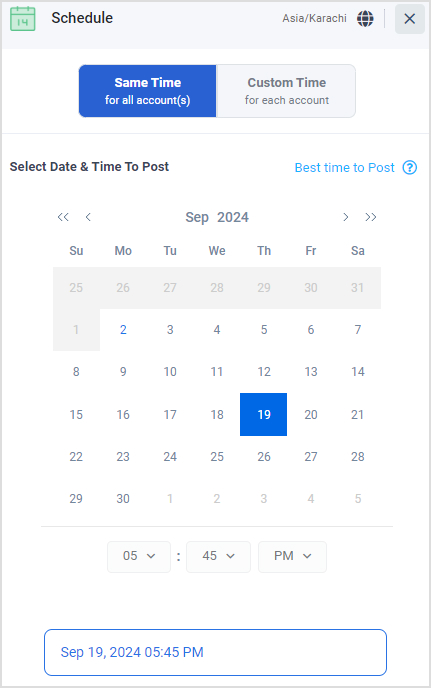 select date and time 