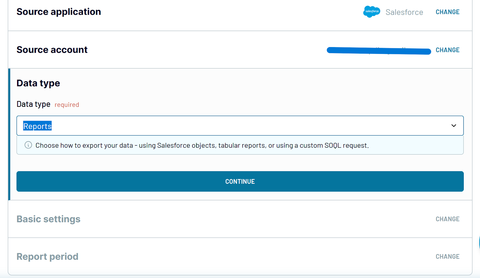 data type selection