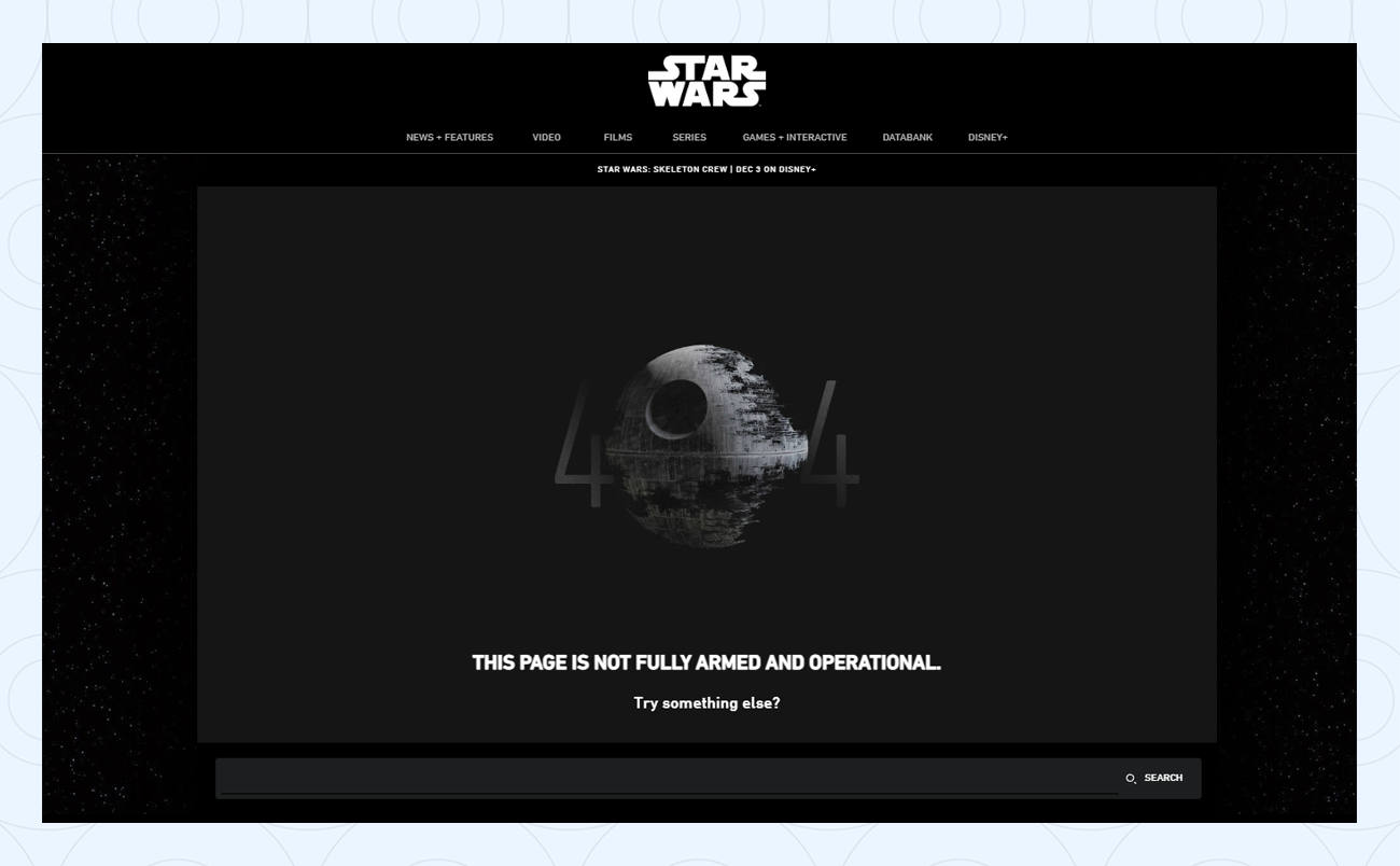 StarWars.com’s custom 404 error page