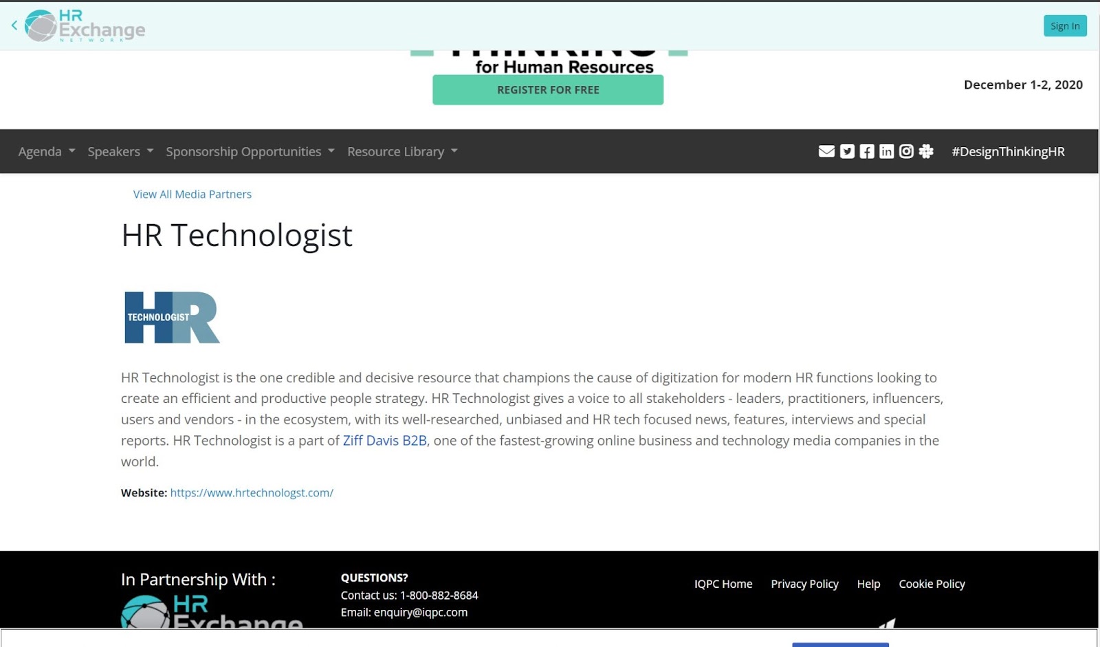 Screenshot of HR Technologist website