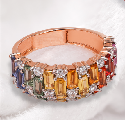 18kt rose gold multi color sapphire ring | CKC Jewellery Store