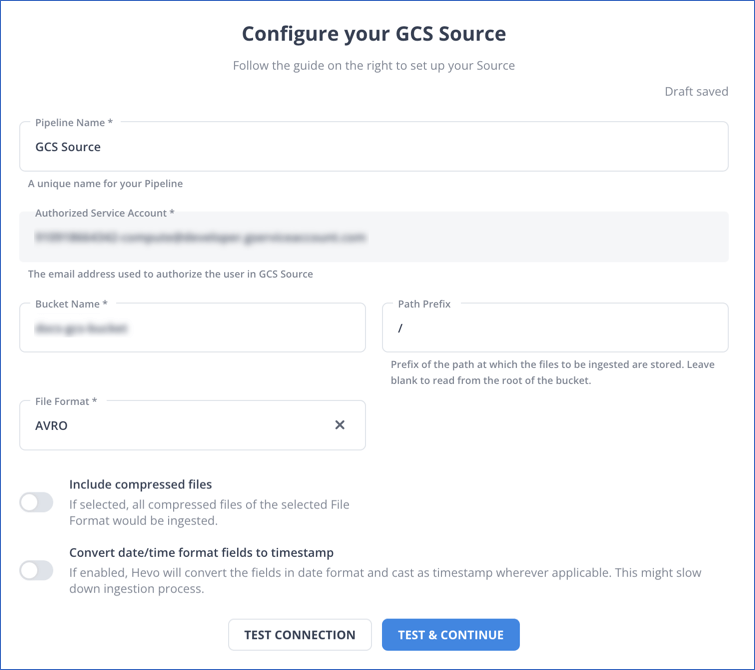 Configure GCS Source