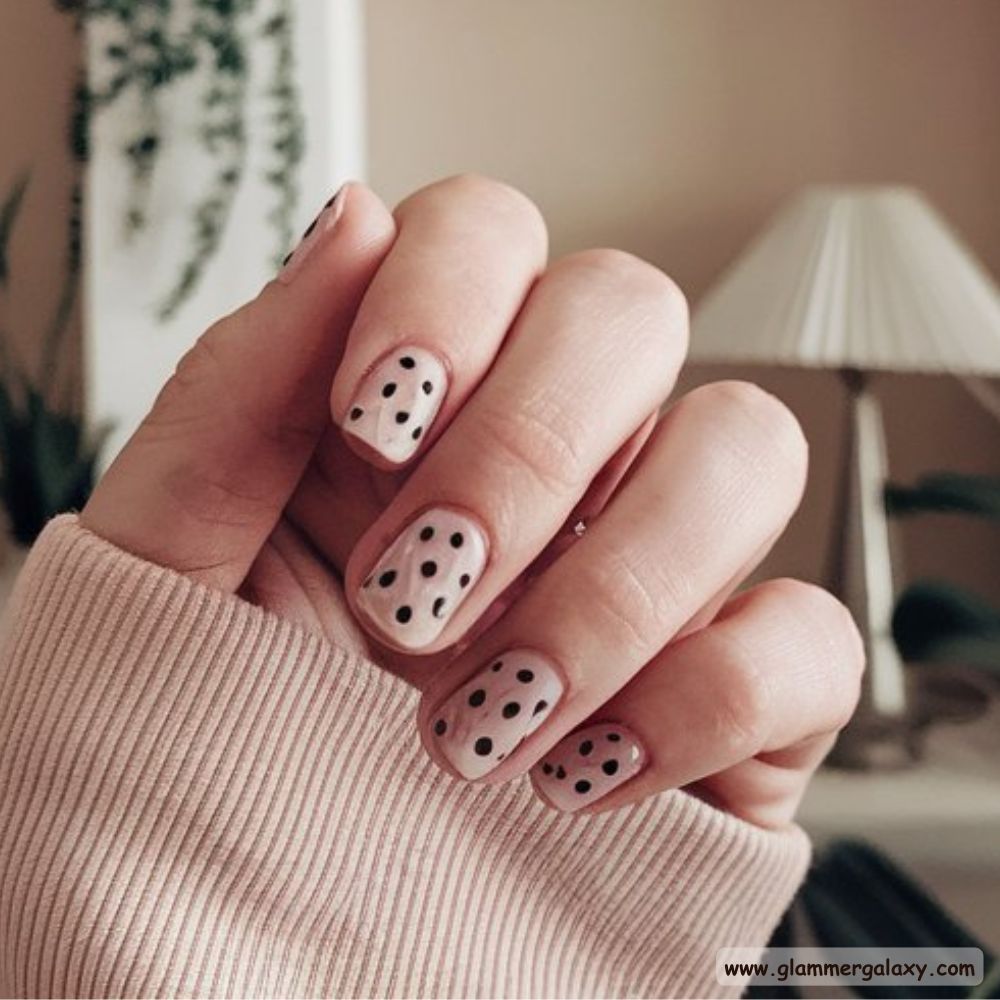 Neutral Winter Nails having Playful Dotted Patterns
