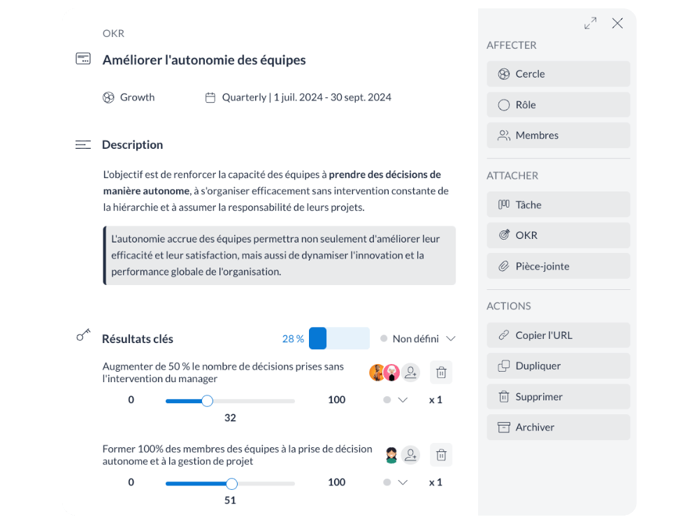 Création d'OKRs sur Holaspirit pour responsabiliser ses collaborateurs