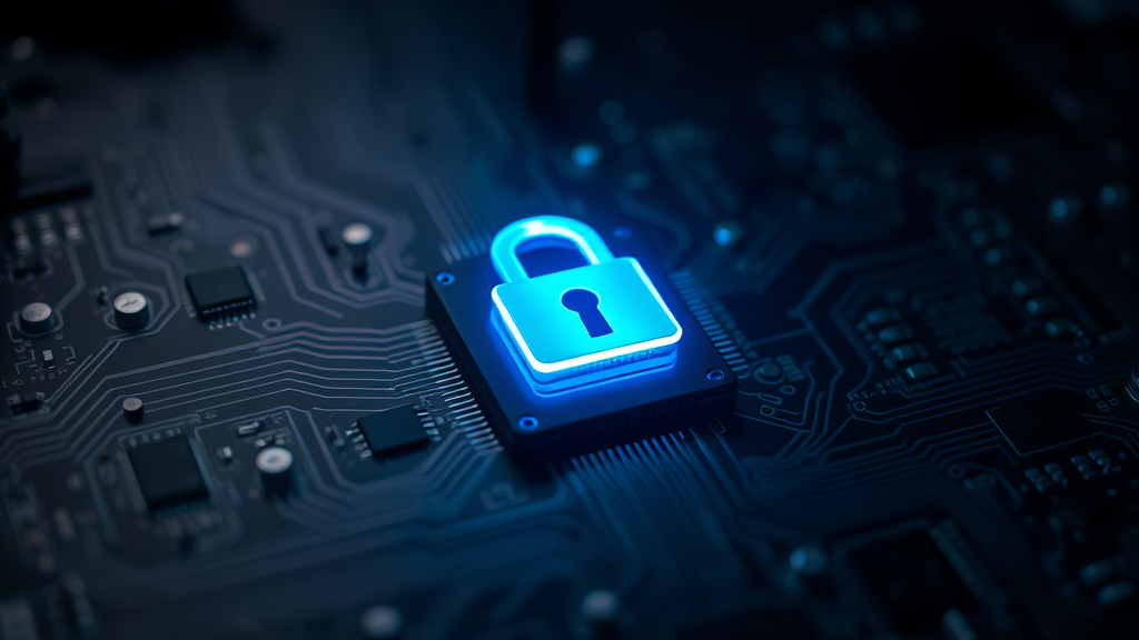 A glowing padlock on a circuit board, symbolizing security against common cyber attack vectors.