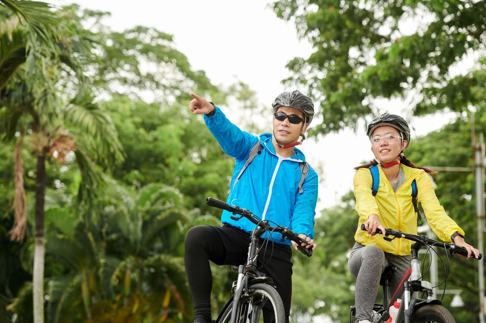 two people bicycling