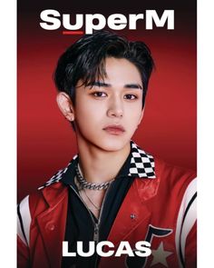 This contain an image of  Ex-NCT's Lucas on a red an a touch of white cloth in a red and black background
