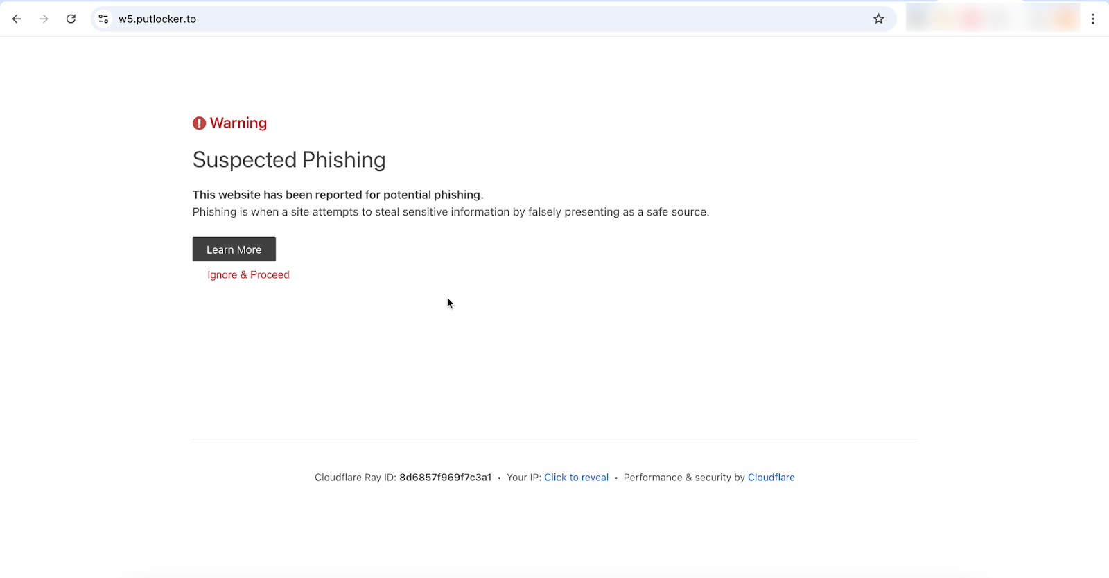 Putlocker phishing site