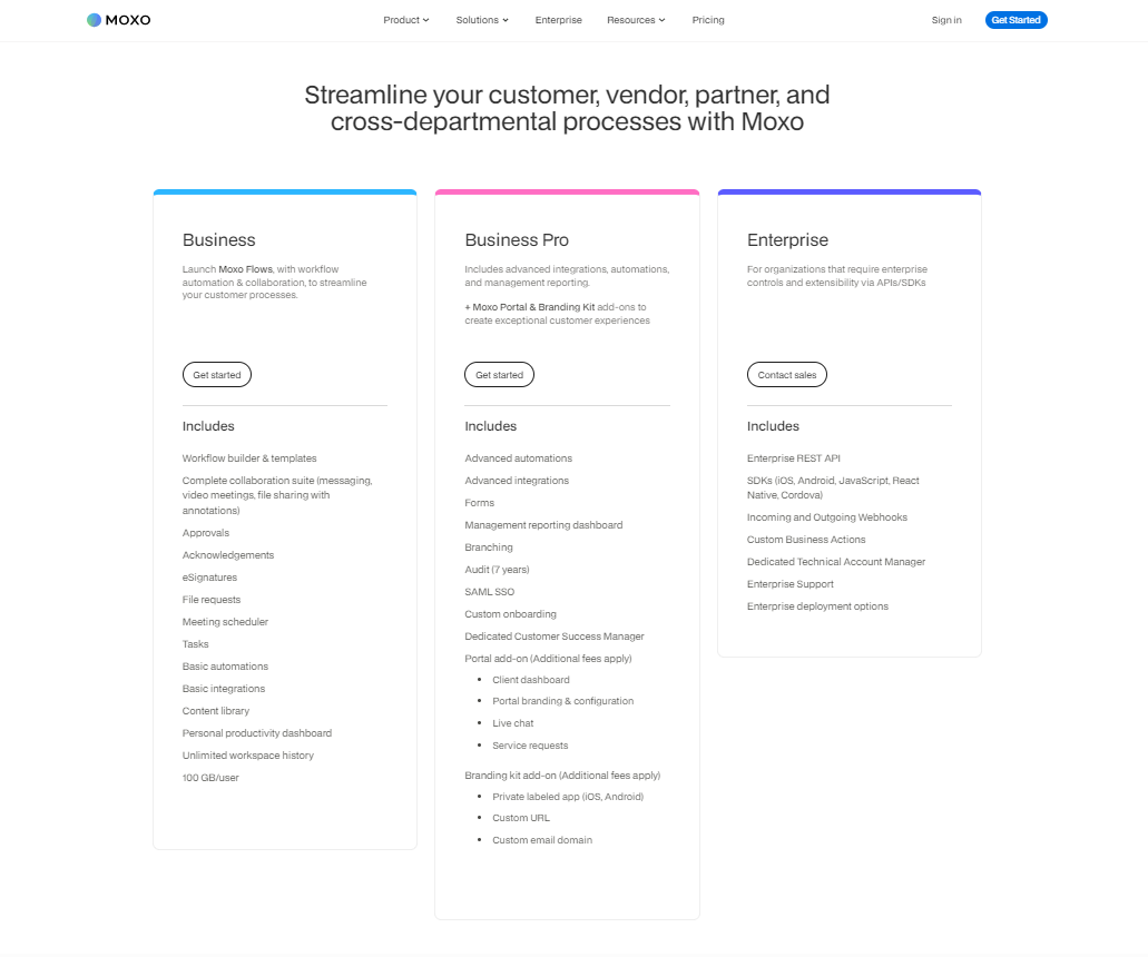 Moxo Pricing & Subscription Plans