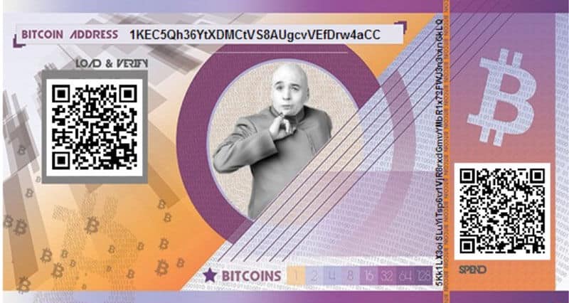 Paper wallet cryptocurrency storage example
