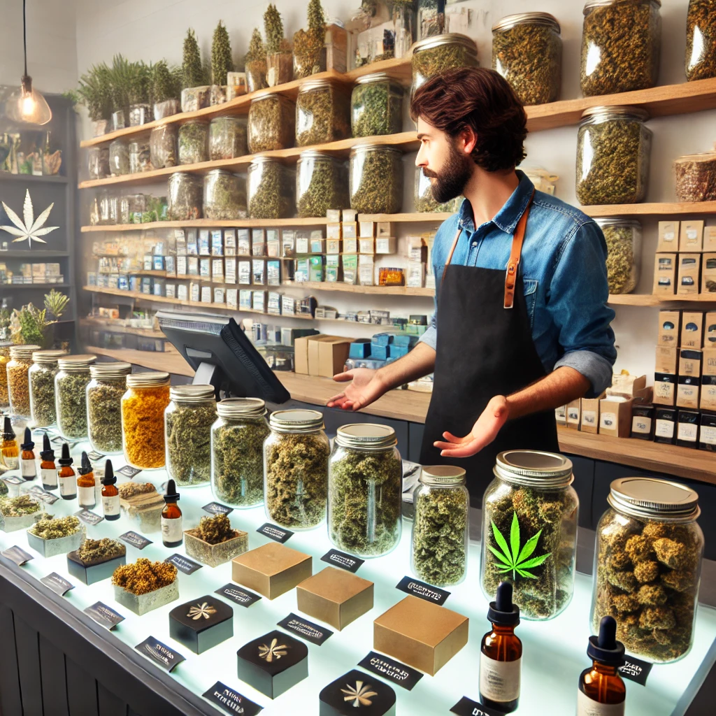 A trained budtender who has many products to sell and wants to recommend the right one to a cannabis customer.