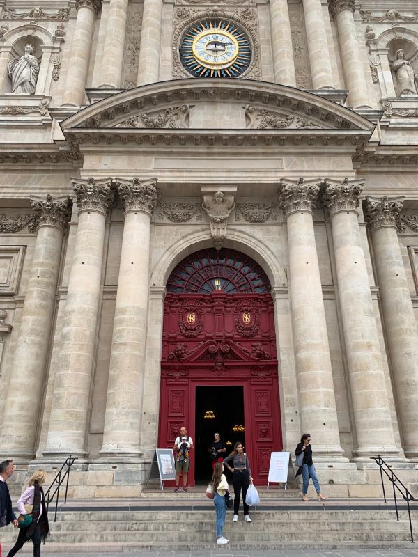 Church with red front doors