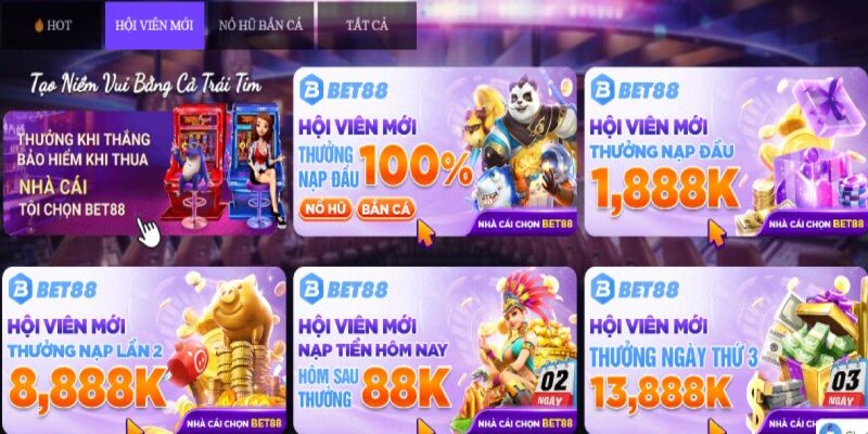 Vô vàn khuyến mãi Bet88 cho hội viên mới 