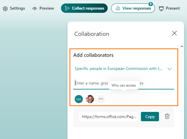 MS Forms "Add collaborators"