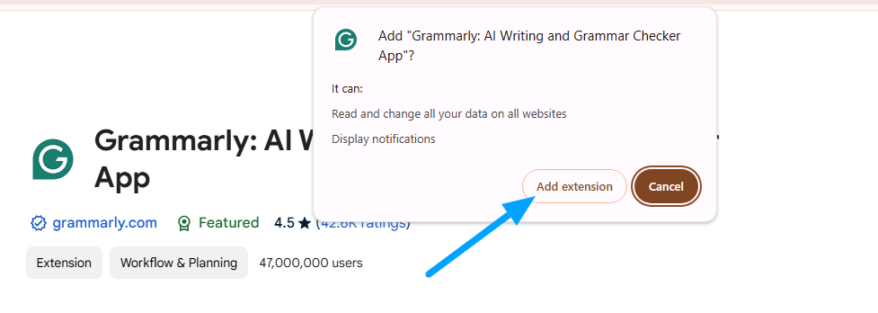 Grammarly Add Extension 