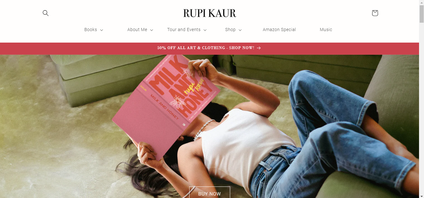 a screenshot of rupi kaur website