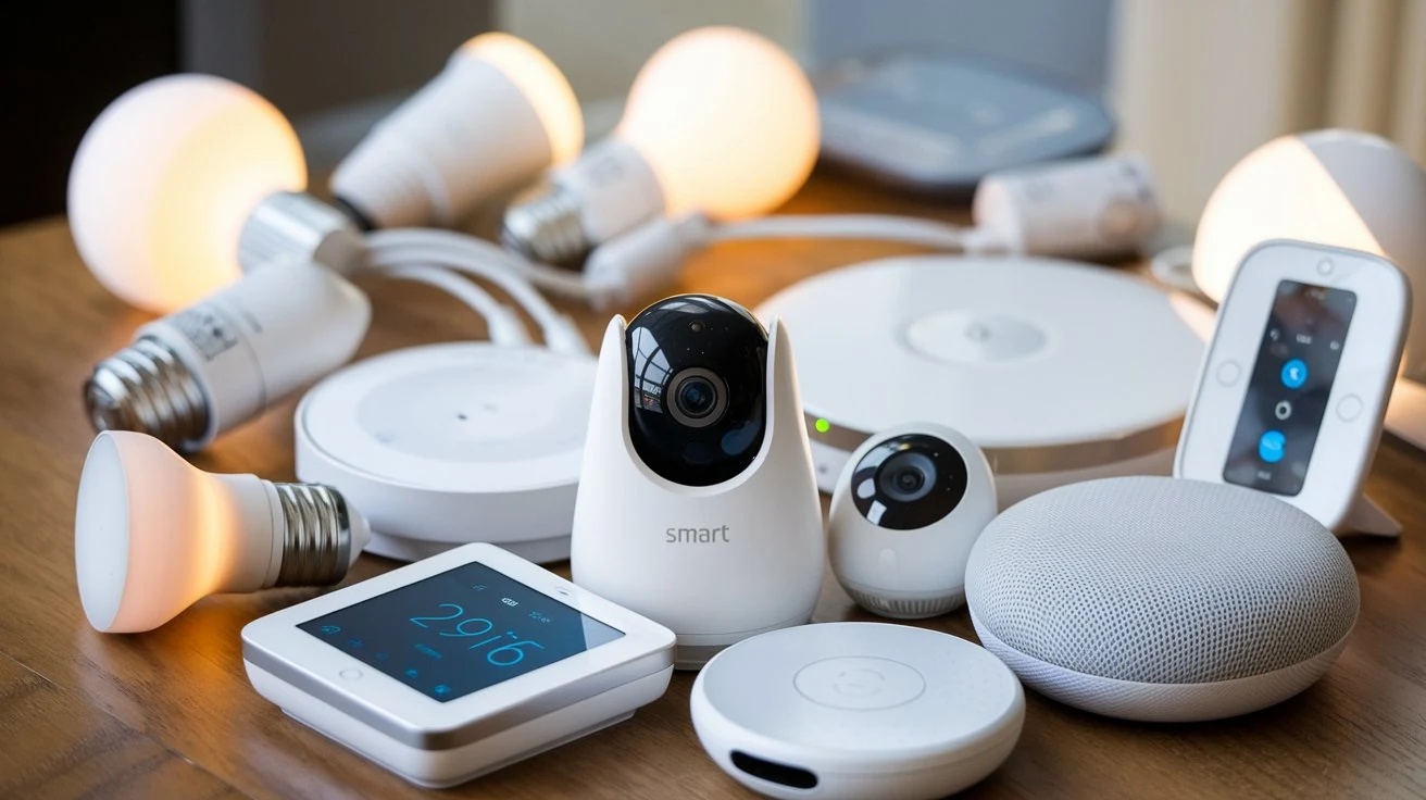 Latest smart home devices including smart thermostats, cameras, and lighting products