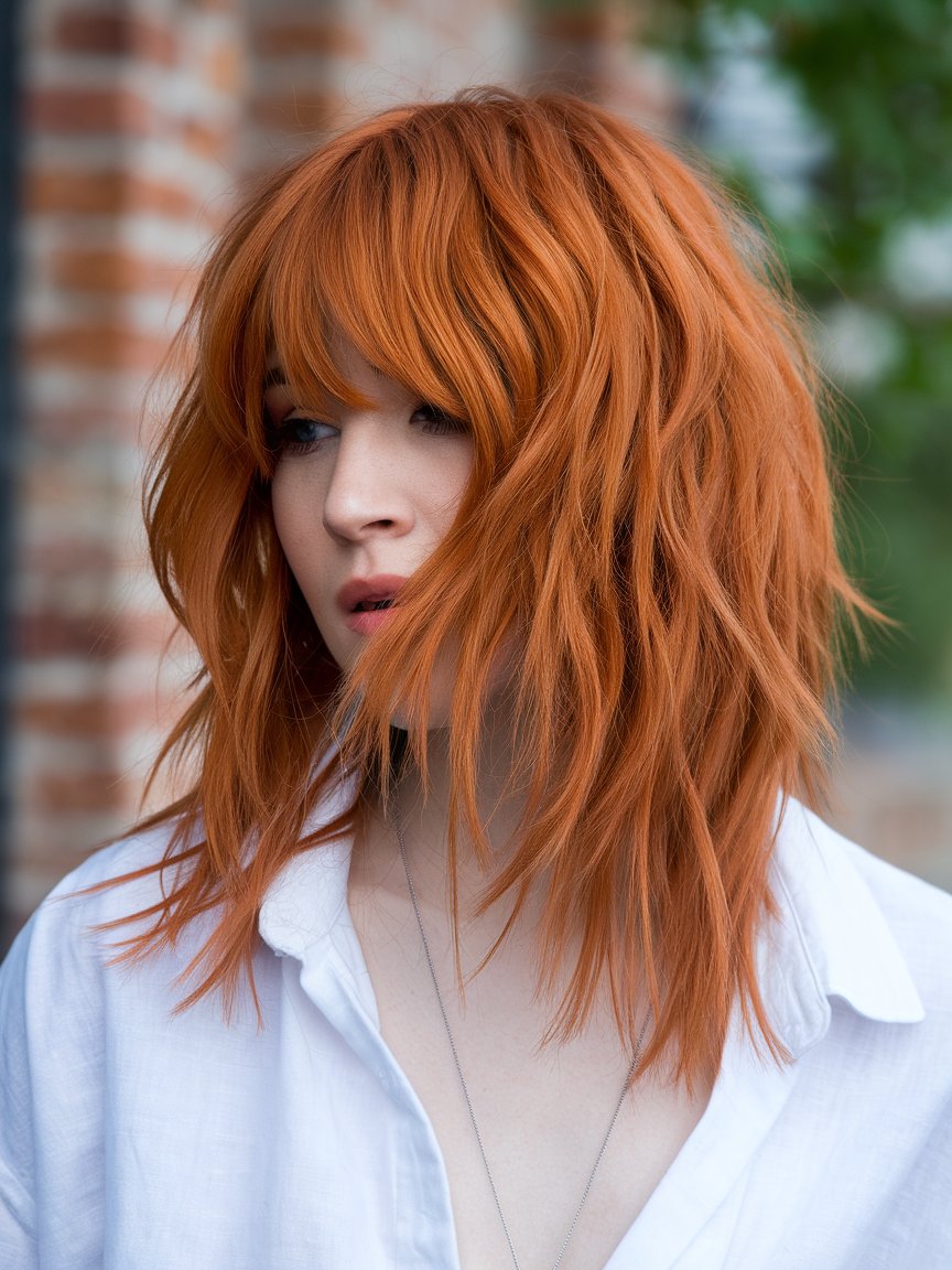 27. Vibrant Copper Shag with Tapered Sides