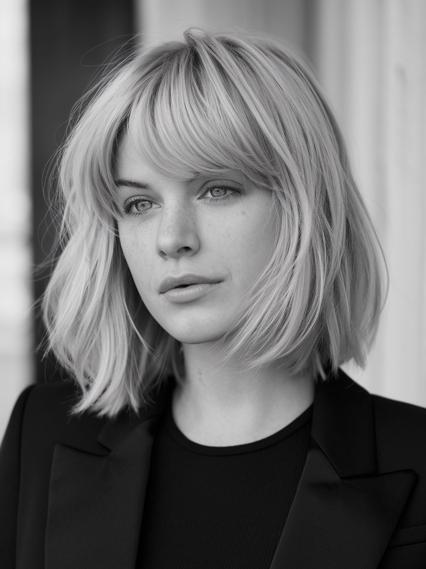 19. Layered Bob with Curtain Bangs