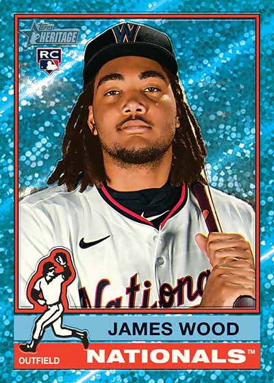 2025 Topps Heritage Baseball Chrome Blue Sparkle James Wood