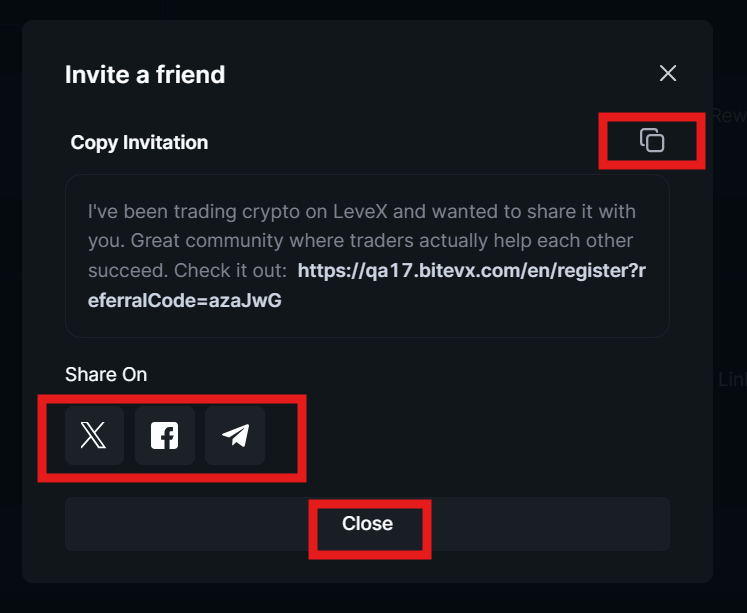LeveX Referral Share