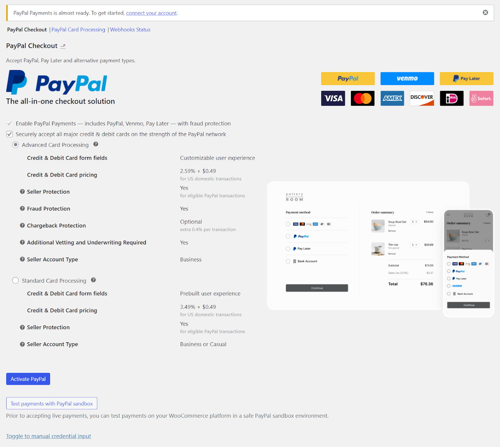 active paypal for woocommerce payments