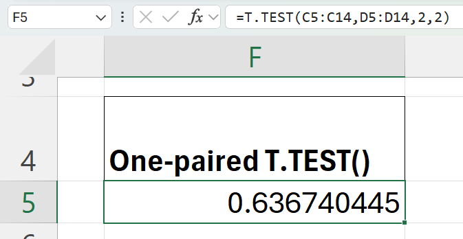 hypothesis testing in Excel - t test