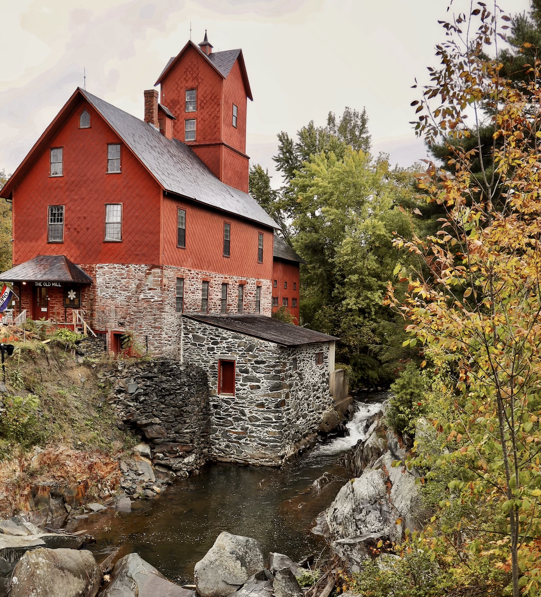 Red mill along the Browns River in Jericho