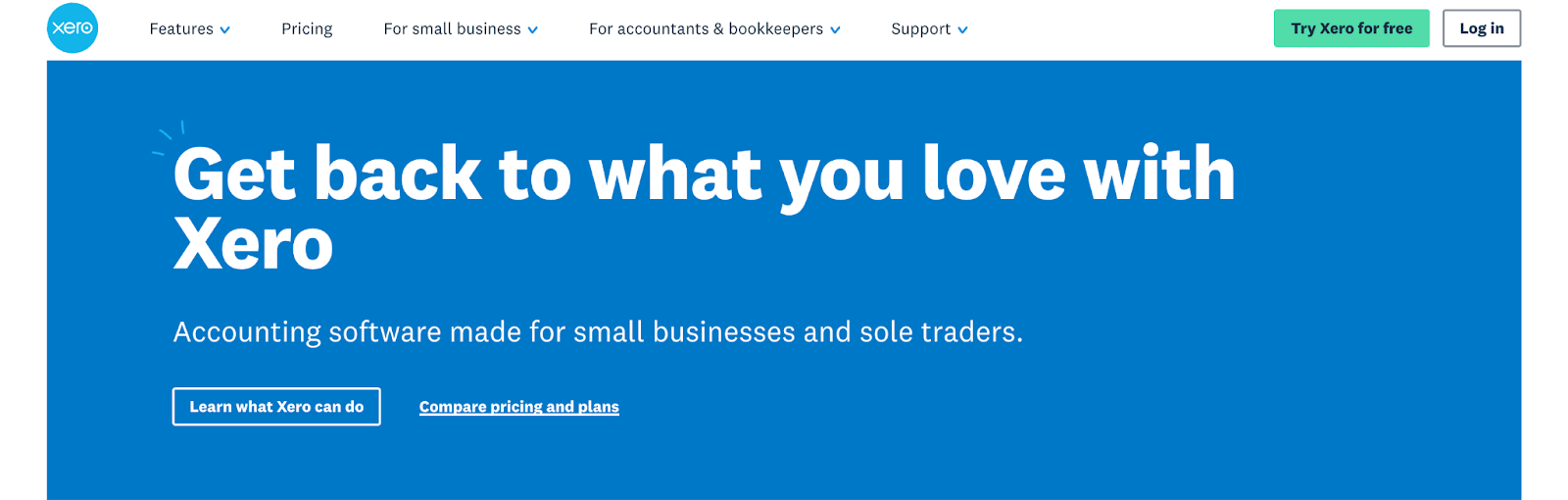 Xero home page