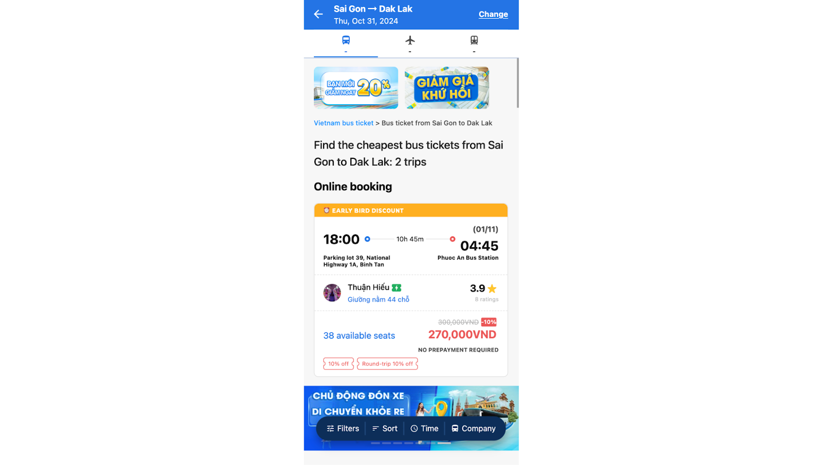 book thuan hieu bus ticket from sai gon to dak lak