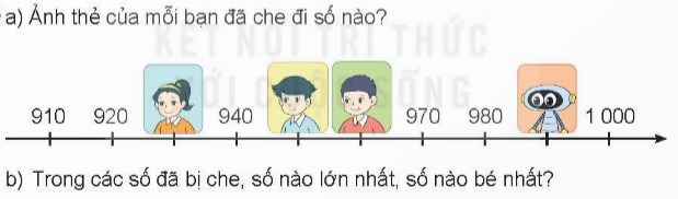 BÀI 50 SO SÁNH CÁC SỐ TRÒN TRĂM, TRÒN CHỤCI.HOẠT ĐỘNGCâu 1: Đếm rồi so sánh các số tròn trăm.Đáp án chuẩn:a) 400 > 200b) 300 < 500Câu 2: Đếm rồi so sánh các số tròn chục. Đáp án chuẩn:a) 330 < 360b) 140 > 130c) 600 > 450Câu 3: >; <; =?Đáp án chuẩn:Câu 4: Đáp án chuẩn:a)b) Trong các số đã bị che: số lớn nhất là 990, số bé nhất là 930.II.LUYỆN TẬP