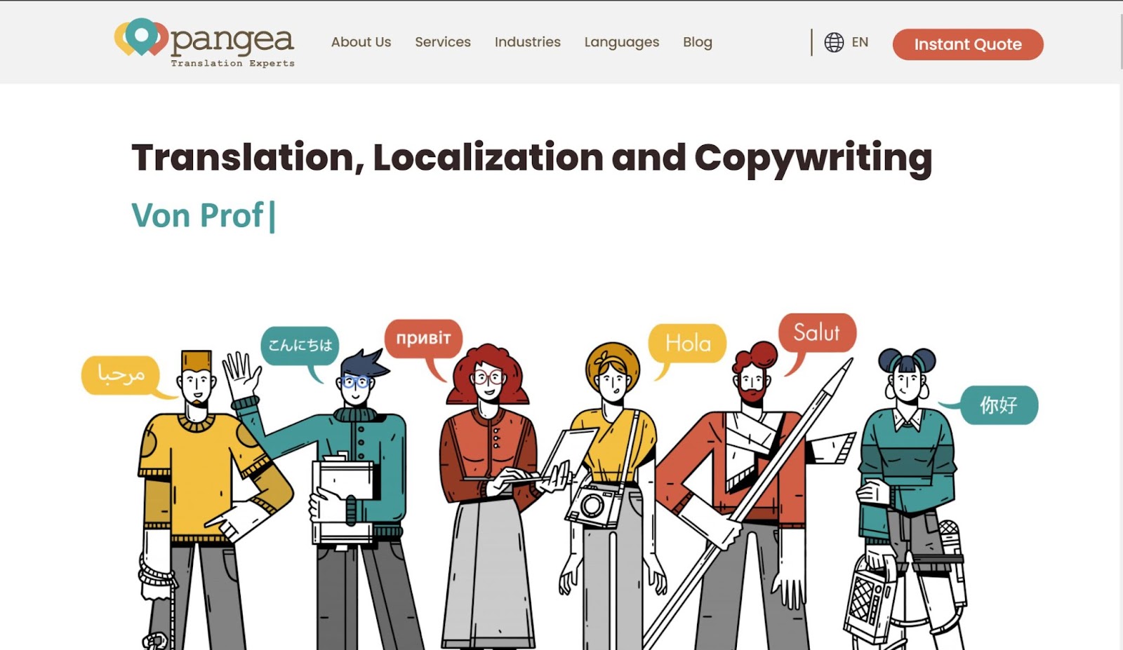 Screenshot of Pangea Localization Services website