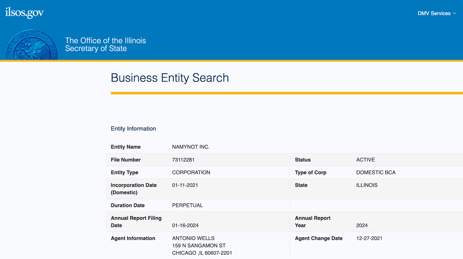namynot inc. 159 n sangamon st pmb 2726, chicago, il 60607, états-unis
