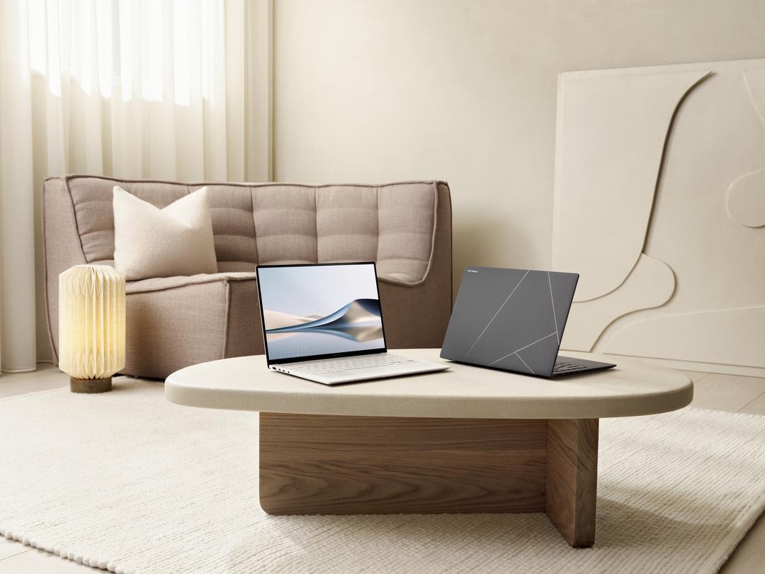 Laptops on a coffee table in a living room