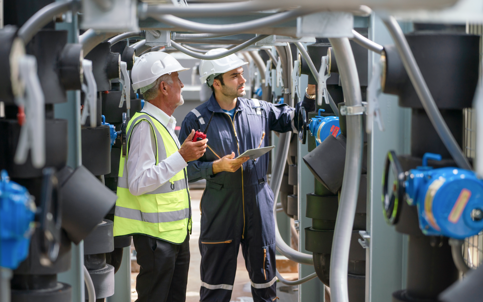 two guys checking electricity