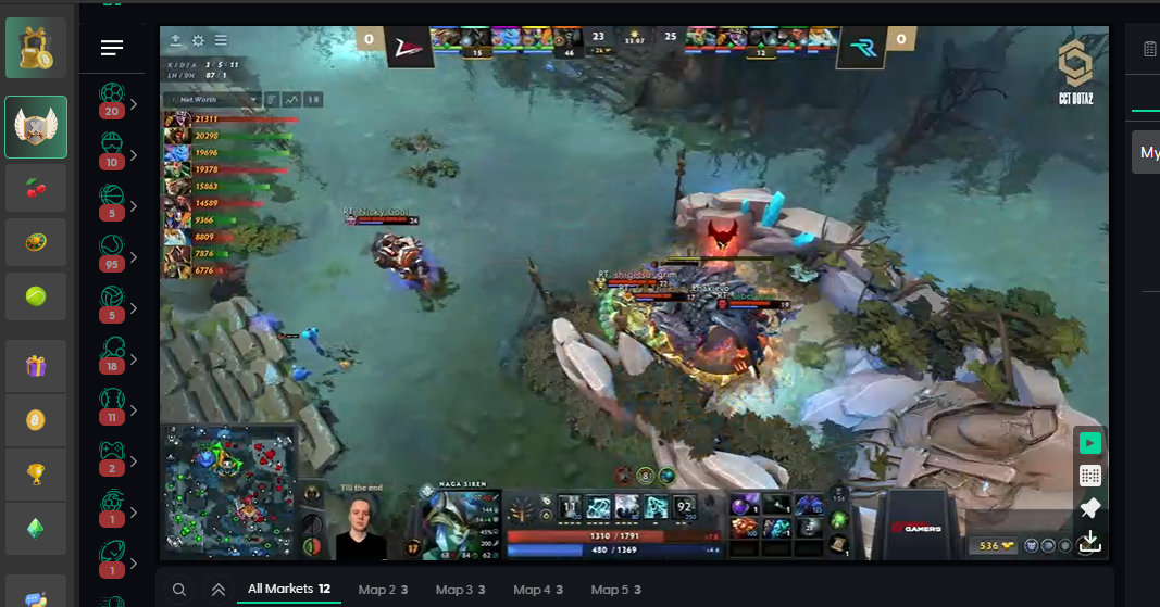 A live stream of Dota 2 with live match betting