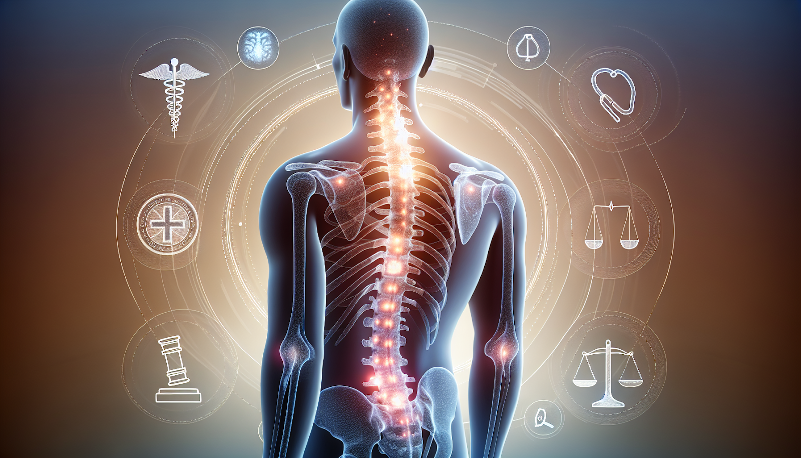 An illustration depicting the symptoms of spinal cord injuries and when to seek medical help.