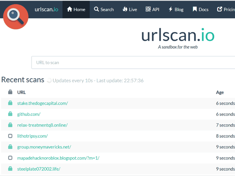 home do site URLscan.io