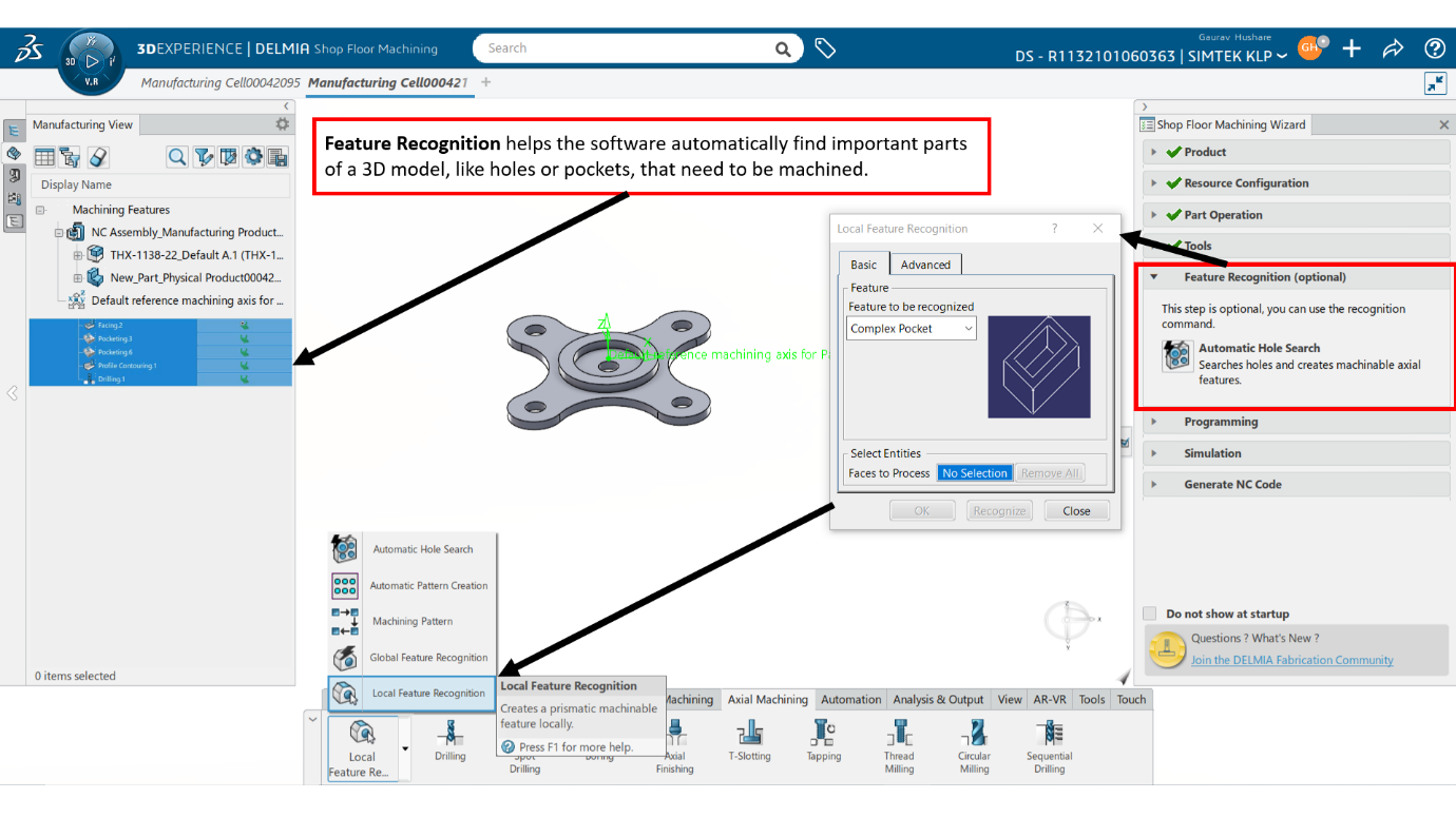 NC Shop Floor Programmer in 3DEXPERIENCE platform interface showing CNC programming tools and simulations.