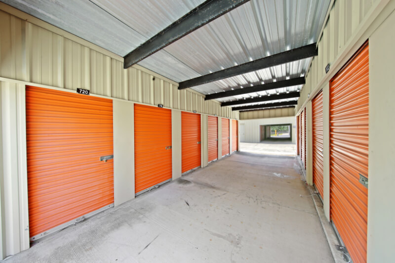 Bright orange Air Conditioned Personal Mini Storage units in Mid-Florida. Perfect for storing holiday décor with easily accessible units.