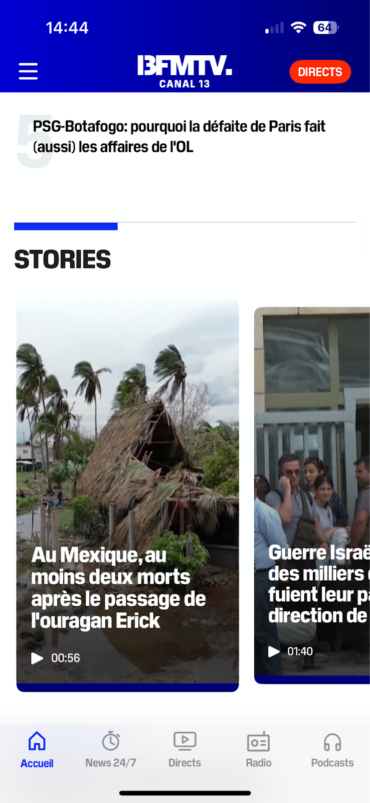 Feed de vidéos verticales de BFM TV