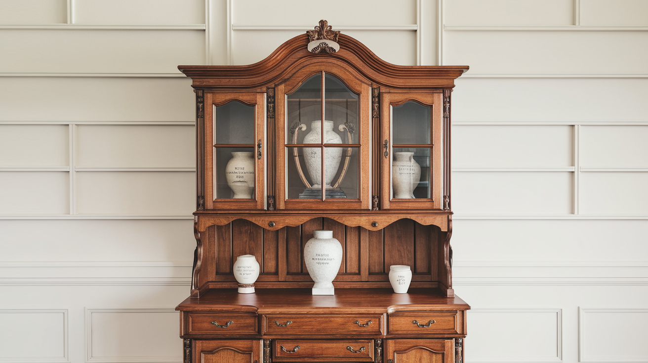 creative wooden hutch cabinet for urn display​