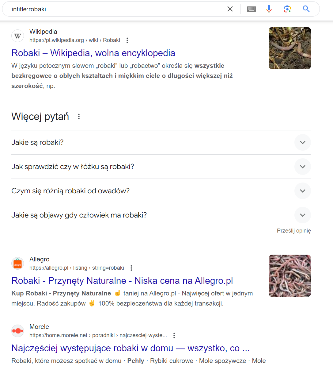 Operator Google  - intitle