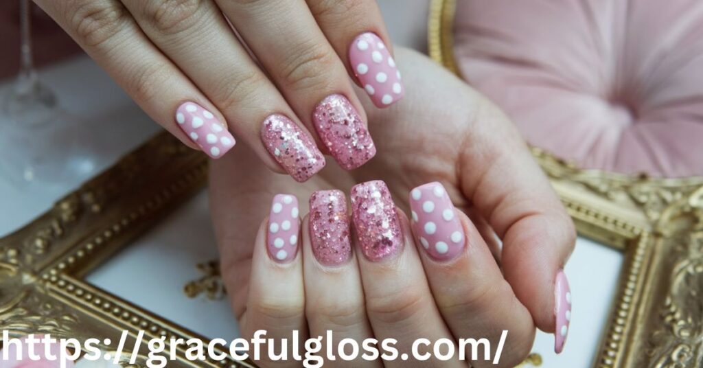 Pink Glitter French Nails for Timeless Glamour